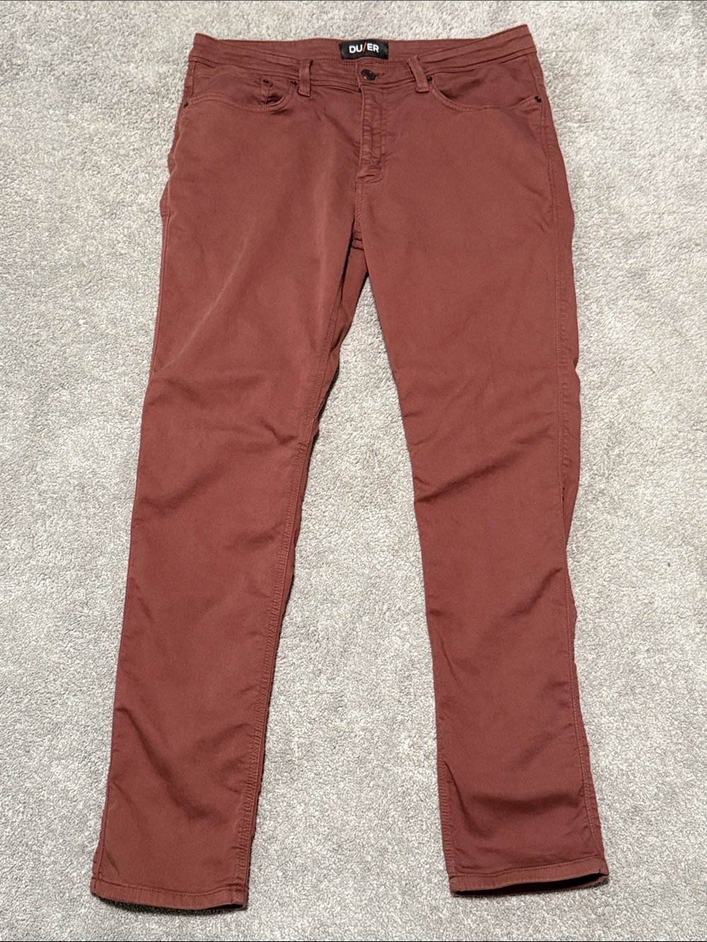 DU/ER No Sweat Slim Pants Size 36x32 Mars Brown